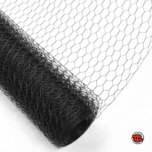 Tejido romboidal plastificado negro abertura 2" calibre 14.5